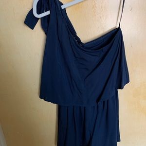 Lulus Navy One Shoulder Romper